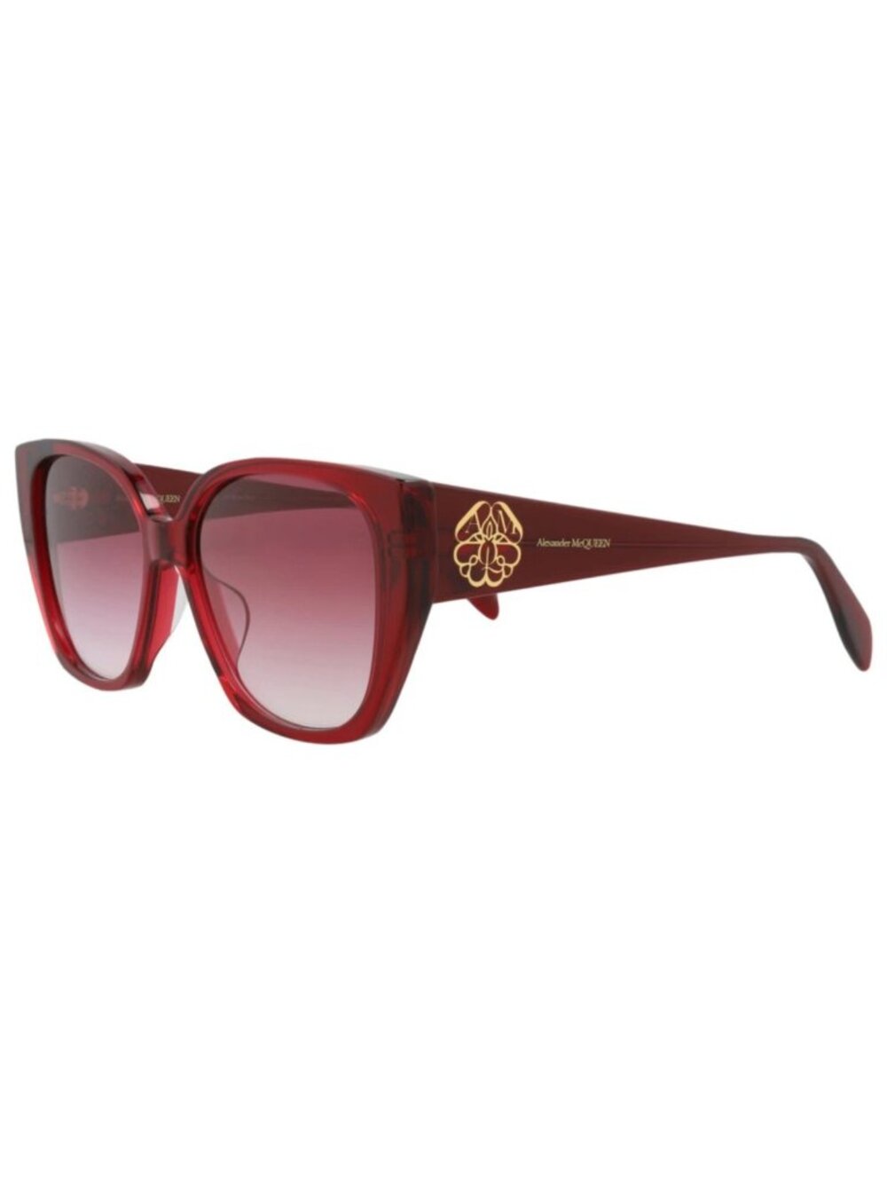 New Alexander McQueen Women's Sunglasses Cat Eye Acetate Frame Burgundy Burgundy